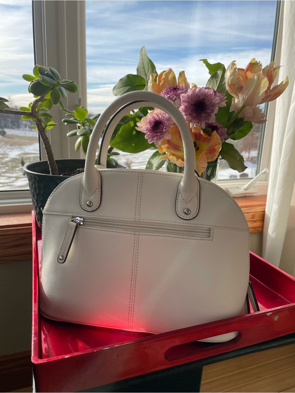 Tignanello White Leather Handbag